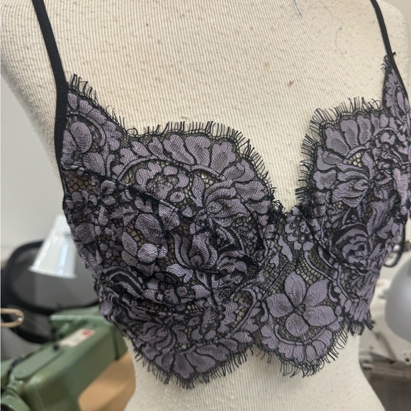For love and lemons 🍋 bra top skivvies gray lace  black nude - Picture 16 of 16